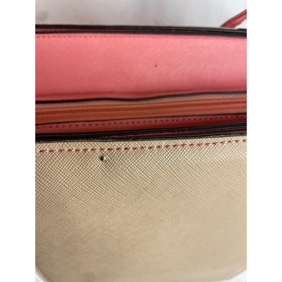 Womens Large Handbag Nude Peach White 12x9" GUC - Picture 5 of 6